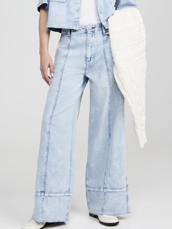 rag & bone Denim - Rag & Bone Size 24 Light Wash Wide Leg Women's Jeans High-Rise Arianna Palazzo
